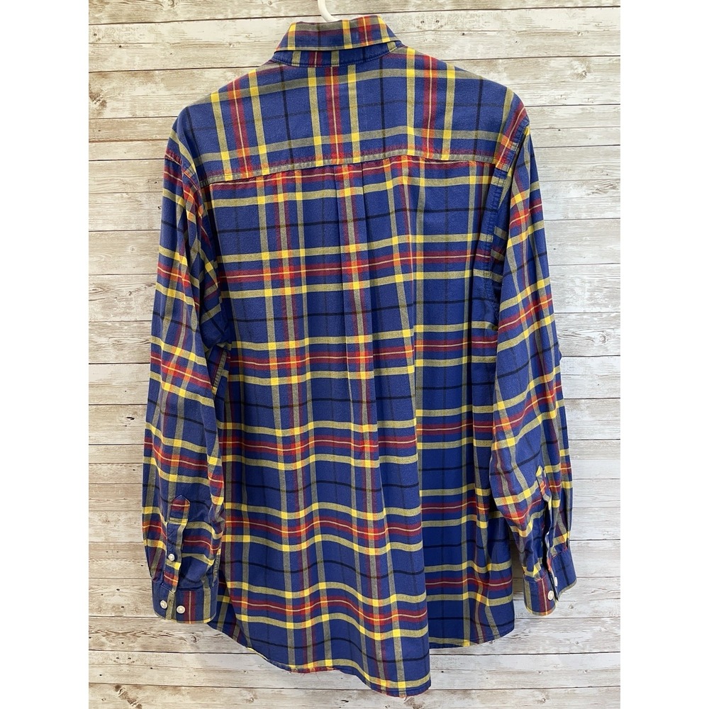 Vtg CINCH Mens L Western Shirt Plaid Blue/Yellow Long Sleeve 100% Cotton Cowboy - Picture 4 of 7